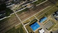 Industrial Zone. Industrial factory buildings and ancillary buildings. Baranovichi plant of automatic lines. Aerial photography