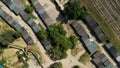 Industrial Zone. Industrial factory buildings and ancillary buildings. Baranovichi plant of automatic lines. Aerial photography