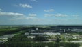 Industrial Zone. Industrial factory buildings and ancillary buildings. Baranovichi plant of automatic lines. Aerial photography