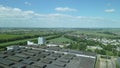 Industrial Zone. Industrial factory buildings and ancillary buildings. Baranovichi plant of automatic lines. Aerial photography