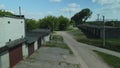 Industrial Zone. Industrial factory buildings and ancillary buildings. Small buildings. Aerial photography