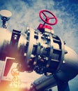 Industrial Steel pipelines and valves against blue sky Royalty Free Stock Photo