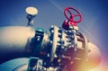 Industrial Steel pipelines and valves against blue sky Royalty Free Stock Photo