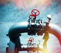 Industrial Steel pipelines and valves against blue sky Royalty Free Stock Photo