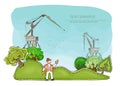 Industries and nature, environmental concept background