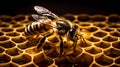 Industrious Bee Collecting Honey in an Intricate Beehive. Generative Ai Royalty Free Stock Photo