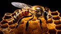 Industrious Bee Collecting Honey in an Intricate Beehive. Generative Ai