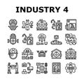 industry 4.0 automation robotics icons set vector