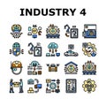 industry 4.0 automation robotics icons set vector