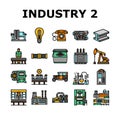industry 2.0 automation robotics icons set vector
