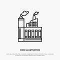 Industry, Building, Construction, Factory, Smoke Line Icon Vector Royalty Free Stock Photo