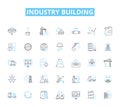 Industry building linear icons set. Construction, Architecture, Contractor, Development, Engineering, Planning, Design