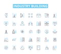 Industry building linear icons set. Construction, Architecture, Contractor, Development, Engineering, Planning, Design