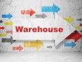 Industry concept: arrow with Warehouse on grunge wall background Royalty Free Stock Photo