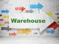 Industry concept: arrow with Warehouse on grunge wall background Royalty Free Stock Photo