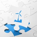 Industry concept: Windmill on puzzle background Royalty Free Stock Photo