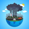 Industry earth concept. Vector illustration for global industrial.