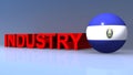 Industry with el salvador flag on blue