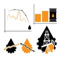 Industry elements and diagram fall and rise of oil prices