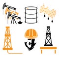 industry elements and symbol of fall and rise of oil prices