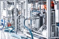 industry equipment dairy plant, Bottling milk production line factory Royalty Free Stock Photo