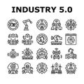 industry five automation icons set vector