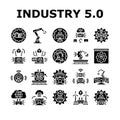 industry five automation icons set vector