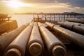 Industry gasoil pipeline construction Royalty Free Stock Photo