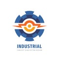 Industry gear logo design. Electricity lightning power sign. Vector illustration