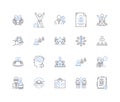 Industry hub line icons collection. Manufacturing, Production, Assembly, Construction, Automotive, Logistics, Supply