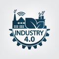 Industry 4.0 icon,logo factory,technology concept.vector illustration