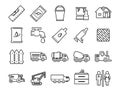 Industry icons energy, construction, production, manufacturing Set vector line icons with open path elements for mobile concepts