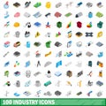 100 industry icons set, isometric 3d style Royalty Free Stock Photo