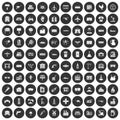 100 industry icons set black circle Royalty Free Stock Photo