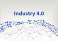 Industry 4.0 illustration background. Internet of things concept visualized by globe wireframe and connections Royalty Free Stock Photo