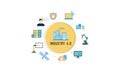 Industry 4.0 illustration revolution flat design vector logo