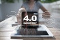 Industry 4.0. IOT. Internet of things. Smart manufacturing concept. Industrial 4.0 process infrastructure. background. Royalty Free Stock Photo