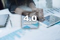 Industry 4. 0. IOT. Internet of things. Smart manufacturing concept. Industrial 4. 0 process infrastructure. background. Royalty Free Stock Photo