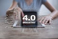 Industry 4.0. IOT. Internet of things. Smart manufacturing concept. Industrial 4.0 process infrastructure. background. Royalty Free Stock Photo