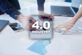 Industry 4.0. IOT. Internet of things. Smart manufacturing concept. Industrial 4.0 process infrastructure. background. Royalty Free Stock Photo