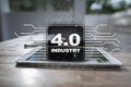 Industry 4.0. IOT. Internet of things. Smart manufacturing concept. Industrial 4.0 process infrastructure. background. Royalty Free Stock Photo