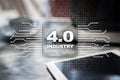 Industry 4.0. IOT. Internet of things. Smart manufacturing concept. Industrial 4.0 process infrastructure. background. Royalty Free Stock Photo