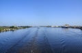 Industry landscape of cargo shipping on the river of Daugava. Riga, Latvia Royalty Free Stock Photo