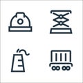 industry line icons. linear set. quality vector line set such as container, factory plant, weightlift Royalty Free Stock Photo