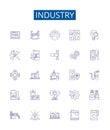 Industry line icons signs set. Design collection of Manufacturing, Technology, Production, Business, Equipment