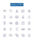 Industry line icons signs set. Design collection of Manufacturing, Technology, Production, Business, Equipment