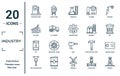 industry linear icon set. includes thin line gasoline pump, oil price, oil, drilling machine, derrick, maintenance, control panel