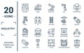 industry linear icon set. includes thin line machinery, sheave, fuel filling, electric saw, crusher, step ladder, geothermal icons