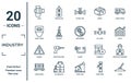 industry linear icon set. includes thin line pump, safety mask, danger, train cargo, lever, mechanism, industrial engineer icons