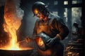 Industry metallurgist working at metallurgical factory